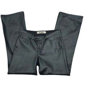 Mavi Chrissy Black Faux Leather Pants  Boot Cut Leg, Front Pockets. Retro 31/30